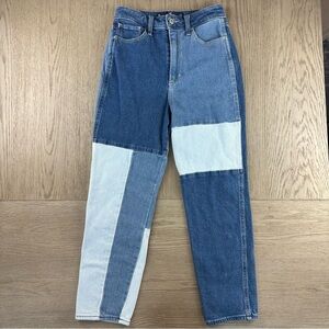 Size 0S W24 L25 Hollister Patchwork Mom Jeans High Rise Colorblock